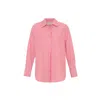 Theo The Label Women's Red / White Echo Pearly Shirt - Rouge / Pearl In Red/white