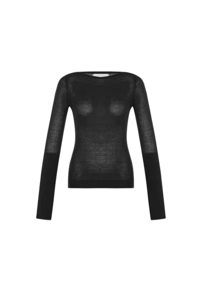 Theo The Label Women's Selas Sheer Allday Long Sleeve Tee In Black In Grey