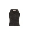 Theo The Label Women's Shakti Shimmer Ribbed V-tank - Black In Black