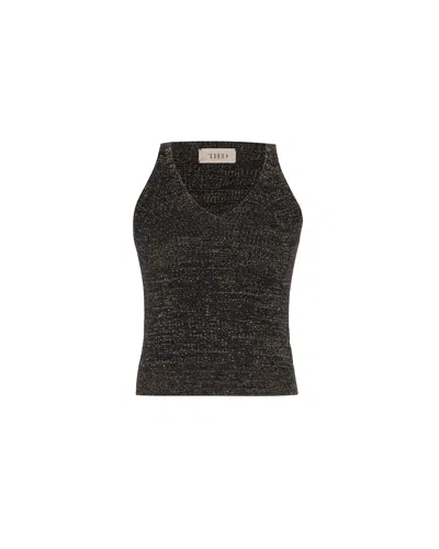 Theo The Label Women's Shakti Shimmer Ribbed V-tank - Black