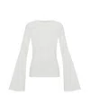 Theo The Label Women's White Atlas Bell Sleeve Top In White