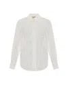 Theo The Label Atropos Windowpane Lace Banker Shirt In White