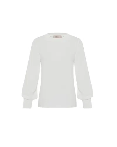 Theo The Label Women's White Dione Lace Pleated Top - Ivory