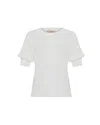 Theo The Label Dione Pleated Neck Top In Ivory In White