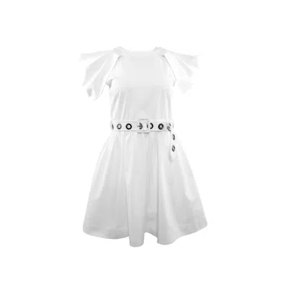 Theo The Label Women's White Echo Grommet Belted Dress