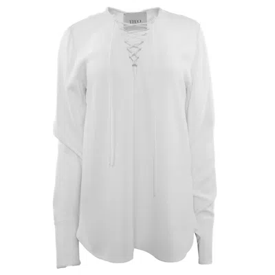 Theo The Label Women's White Eudora Lace-up Blouse