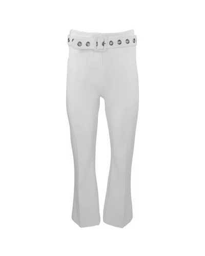 Theo The Label Women's White Gaia Grommet Belt Bootcut Pant