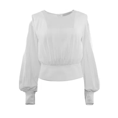 Theo The Label Women's White Idalia Pleated Blouse - Ivory