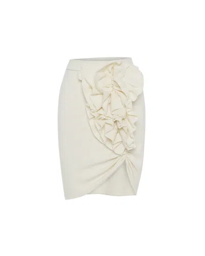Theo The Label Women's White Nomia Ruffle Knit Skirt - Ivory