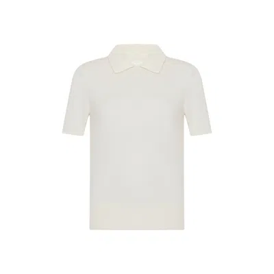 THEO THE LABEL WOMEN'S WHITE NOMIA SHORT SLEEVE POLO TEE - IVORY