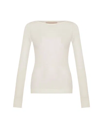 Theo The Label Women's White Selas Sheer Allday Long Sleeve Tee - Ivory