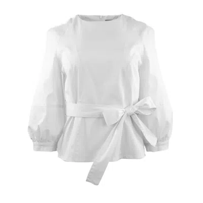 Theo The Label Women's White Thallo Belted Top - Ivory