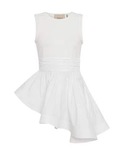 Theo The Label Women's White Theia Peplum Mix-media Top - Coconut Milk