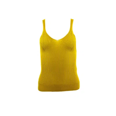 Theo The Label Women's Yellow / Orange Eos Ribbed V-tank Top