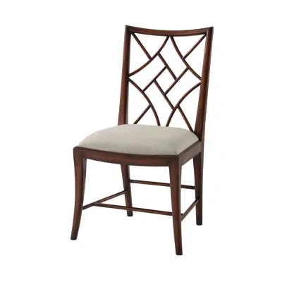 Theodore Alexander A Delicate Trellis Side Chair In Draper Performance,brown