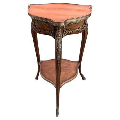 Pre-owned Theodore Alexander Althorp Triangular Side Table By , Mahogany & Metal In Brown