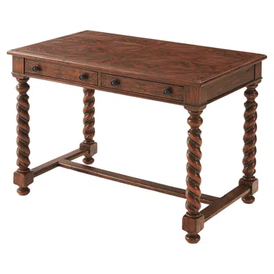 Pre-owned Theodore Alexander Antiqued 17th Century Style Writing Table In Brown