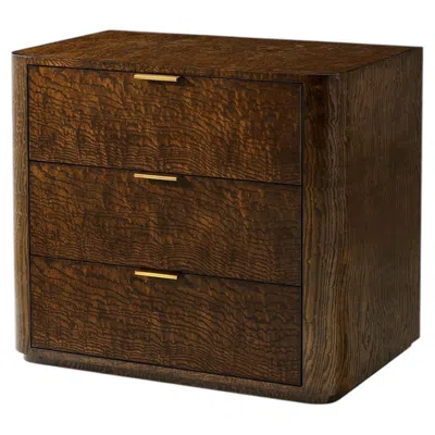 Pre-owned Theodore Alexander Art Deco 3 Drawer Nightstand In Brown