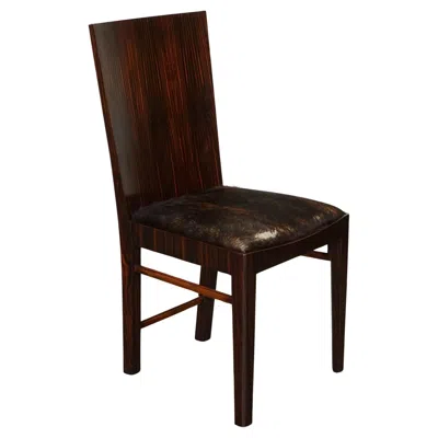 Pre-owned Theodore Alexander Art Deco Style  Office Side Chair With Pony Hide Seat In Brown
