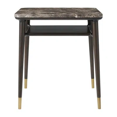Theodore Alexander Ashburton Place Square Marble Top Side Table In Brown