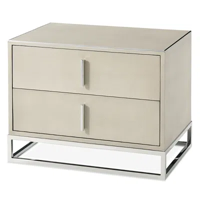 Theodore Alexander Blain Nightstand In Overcast Shagreen/brushed Nickel Finish