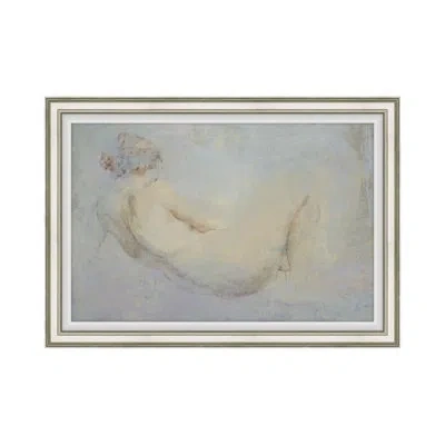 Theodore Alexander Blush Lines 1 By Studio L57 Affinity - Single Picture Frame Print On Canvas In Indigo,pale,yellow,tan