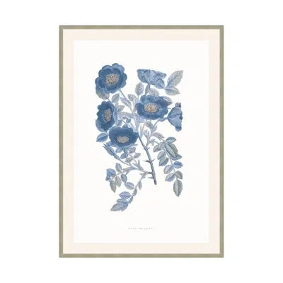 Theodore Alexander Bouquet Blue 5 Framed On Paper By Studio L57 Nouvelle Print In Slate Blue,ash,cool Gray