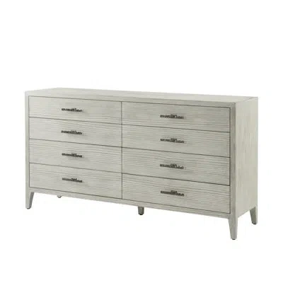 Theodore Alexander Breeze 8 Drawer 70" W Solid Wood Double Dresser In White;sea Salt