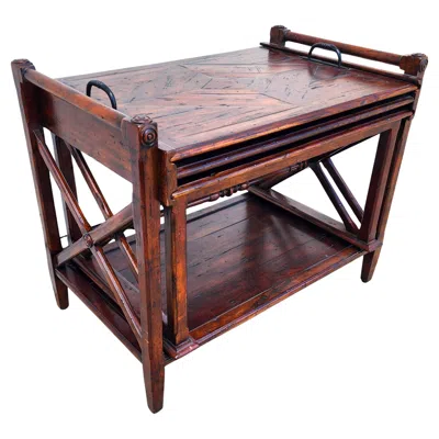 Pre-owned Theodore Alexander Bromwich Nesting Side Table With Serving Tray In Brown