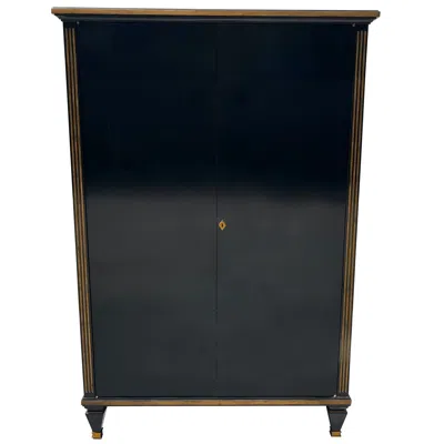 Pre-owned Theodore Alexander Cabinet, Black, Gold, Bar Cabinet In Brown