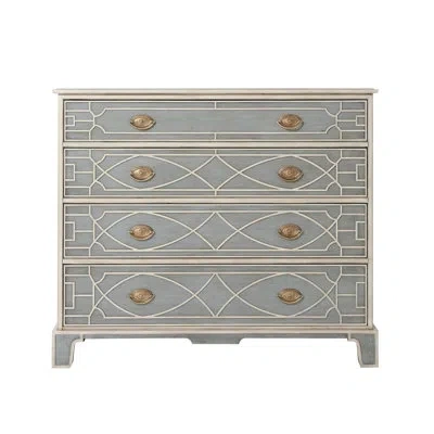 Theodore Alexander Classic Yet Casual 4 Drawer 42" W Solid Wood Dresser In Blue;white