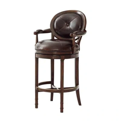 Theodore Alexander Classic Yet Casual Swivel Bar Stool In Brown