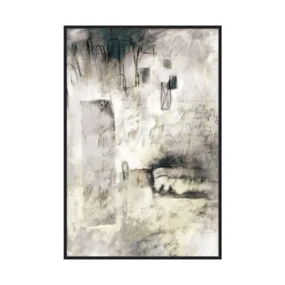 Theodore Alexander Displaced Scribbles 1 Framed On Canvas By Studio L57 Contempo Print In Gray,black