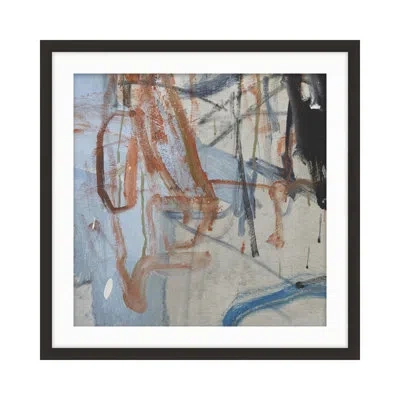 Theodore Alexander Eloquent Thoughts 1 By Studio L57 Contempo - Single Picture Frame Print On Paper In Sky Blue,orange,dove Gray