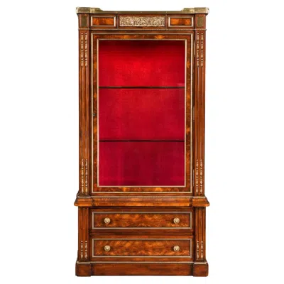 Pre-owned Theodore Alexander Empire Style Mahogany Bibliothèque (display Cabinet) With Brass Mounts In Brown