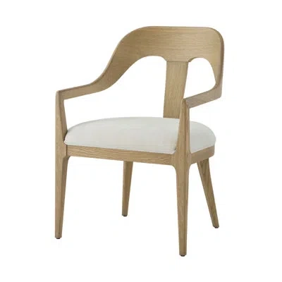 Theodore Alexander Essence Queen Anne Back Arm Chair In Mashmallow/blonde