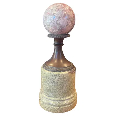Pre-owned Theodore Alexander Grand Tour Marble And Bronze Neoclassical Orb / Sphere By  In Gold