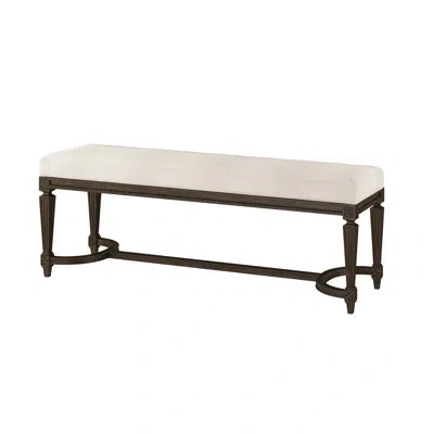 Theodore Alexander Grant Ii Upholstered Bench In Bond Linen (performance Fabric) 1086-92,espresso