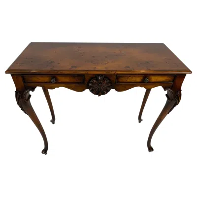 Pre-owned Theodore Alexander Handsome Burlwood Console Table With Two Drawers In Brown