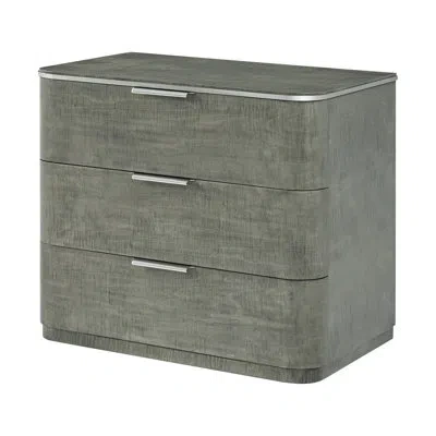Theodore Alexander Hudson 3 - Drawer Nightstand In Gray In Pebble Gray