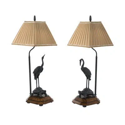 Theodore Alexander Indochine 33" Table Lamp Set In Black,brown
