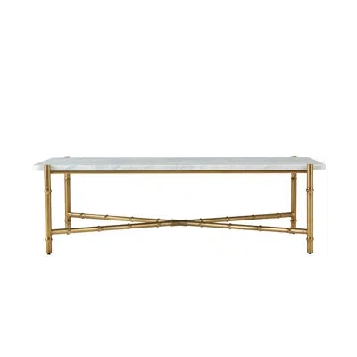 Theodore Alexander Kesden Marble Cross Legs Cocktail Table In White Bianco Marble