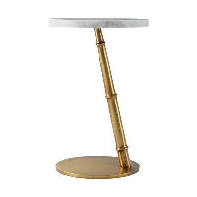 Theodore Alexander Kesden Pedestal End Table With Storage In White Bianco
