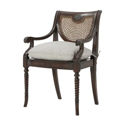 Theodore Alexander Lady Emily's Favourite Solid Wood Caned Arm Chair In Brown