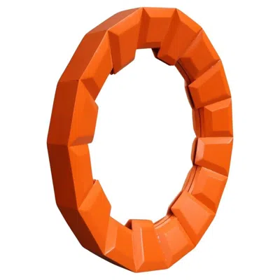 Pre-owned Theodore Alexander Large Orange Contemporary Circular Wall Mirror