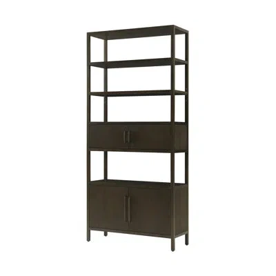 Theodore Alexander Lido 93" H X 42.25" W Wood Standard Bookcase In Bistre,dark Rubbed Bronze