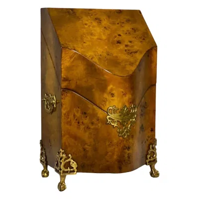 Pre-owned Theodore Alexander Mahogany Burl Knife Box Attributed To  In Brown
