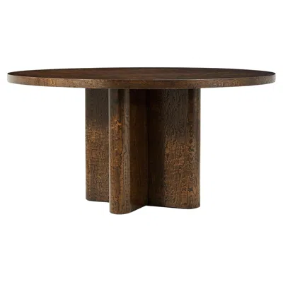 Pre-owned Theodore Alexander Mid Century Burl Round Dining Table In Brown