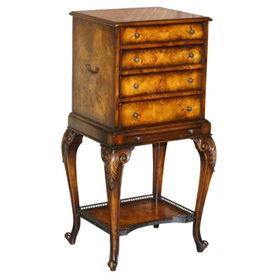 Pre-owned Theodore Alexander Military Campaign Chest Of Drawers On Stand Brown Leather