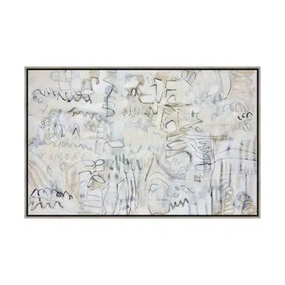 Theodore Alexander Murmurings 1 By Michelle L - Floater Frame Print On Canvas In Sand,cobalt Blue,alabaster,charcoal